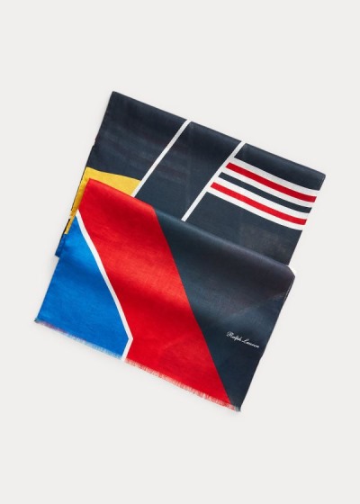 Men's Ralph Lauren Geometric Linen Scarf | 728134ZKU